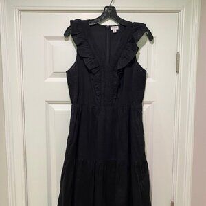 J Crew Black Flutter Top Sleeveless Tiered Dress